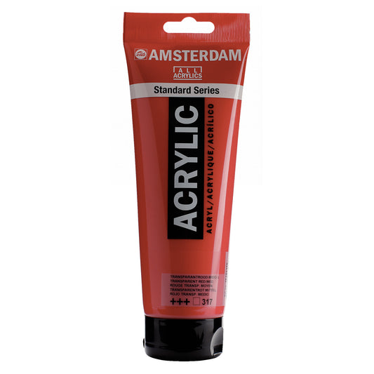 Amsterdam Acrylverf 317 Transparantrood middel (250ml)